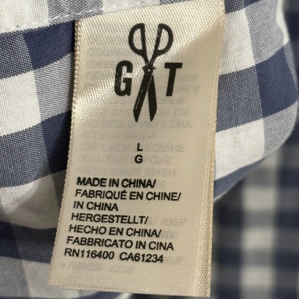 Goodthreads Women’s Blue White Gingham Button Down Womens Shirt Large NEW - Picture 6 of 7
